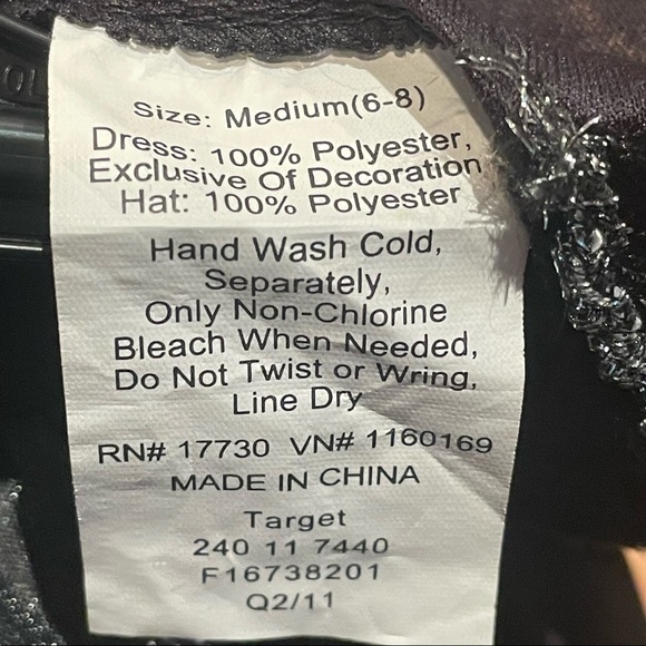 Witch Costume Girls Good Nice Evil Witch Vampire Size M 6/8 Black Silver - Picture 5 of 8